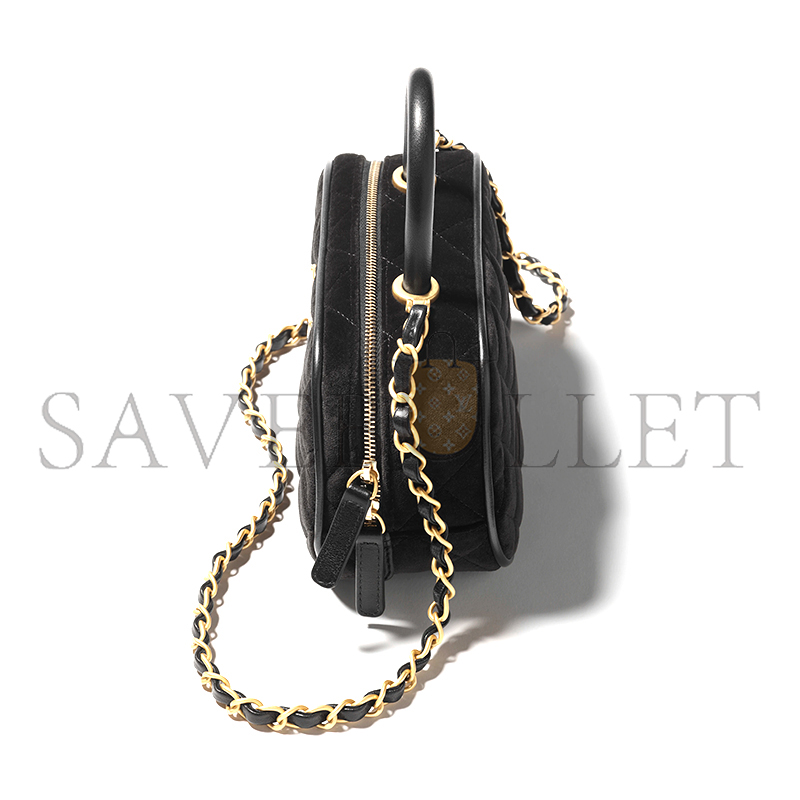 CHANEL MINI BOWLING BAG VELVET AND CALFSKIN AS5572 (20*11.5*8.5cm)
